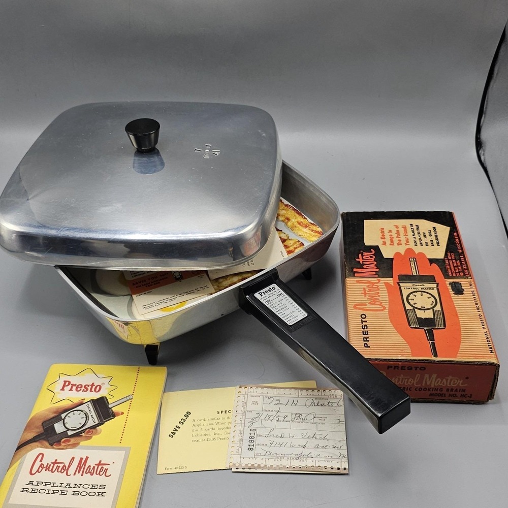 Vintage 50s NOS Presto Automatic Electric Fry Pan SS-32A Tested Never Been Used